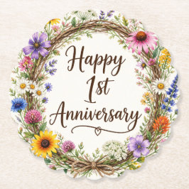 1-årsjubileumsblommor underlägg papper