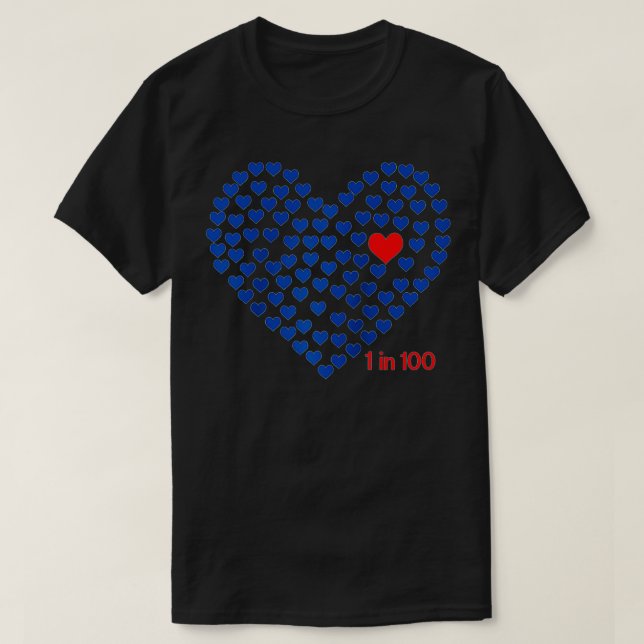 1 av 100 medfödda hjärtsjukdomar - medvetandegrad  t shirt (Design framsida)