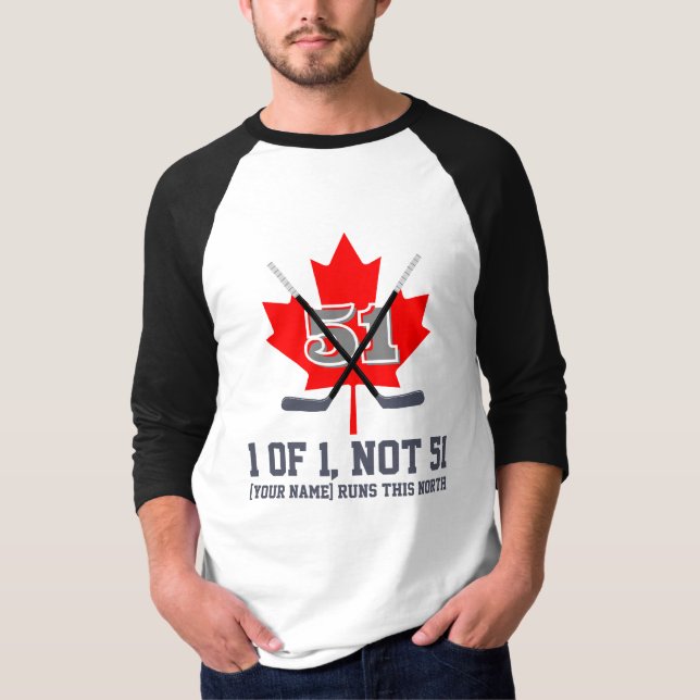 1 av 1 Inte 51 Canadian Identity Maple Löv Hockey T Shirt (Framsida)