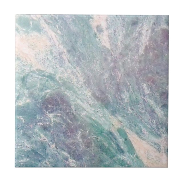 1 av 2 Blå Aqua White Lilac Faux Granite Repro Kakelplatta (Framsidan)