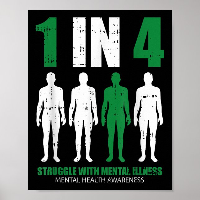1 av 4 Kämpar Med Psykisk Ohälsa Psykisk Hälsa Poster (Framsidan)