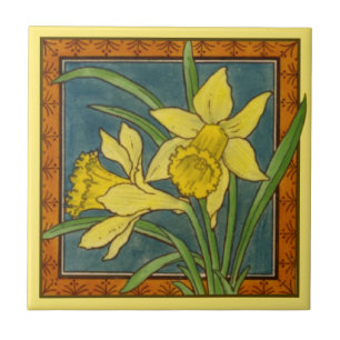1 av 8 repro Victorian Maw daffodil transferware Kakelplatta