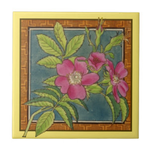 1 av 8 repro Victorian Maw färgstark blommigt Kakelplatta