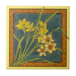1 av 8 repro Victorian Maw narcissus transferware Kakelplatta