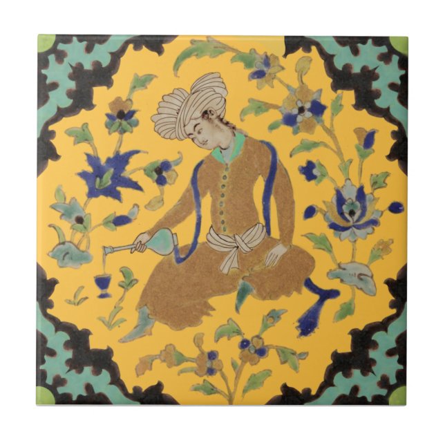 1 av Pair Turbaned Manar Repro Antique Persian Kakelplatta (Framsidan)