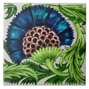 1 av Repro Antique De Morgan Blue-Blommigten Kakelplatta
