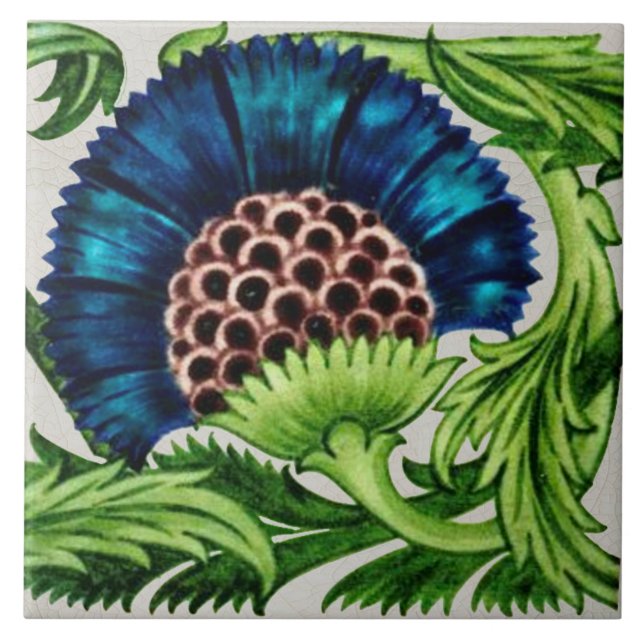 1 av Repro Antique De Morgan Blue-Blommigten Kakelplatta (Framsidan)