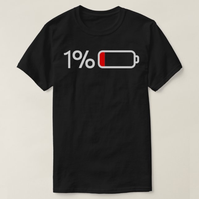 1 batteri 1 batterinivå roligt låg energiförbrukni t shirt (Design framsida)