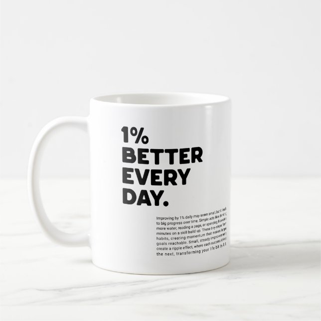 1 % bättre varje dag för motivation kaffemugg (Vänster)