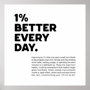 1 % bättre varje dag för motivation poster