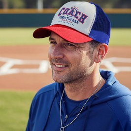 #1 Best Baseball Coach Fun Custom Name Team & Year Keps