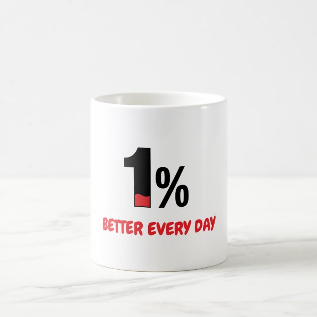 1% Better Every Day – Minimalist Motivation Quote  Kaffemugg (Center)