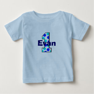 1 Blue Polka dots Birthday Boy Shirt Tee Shirt