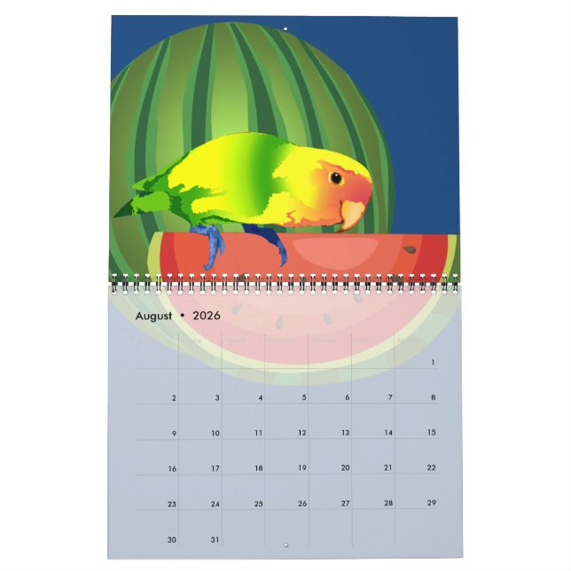 1 Budgie Flamingo Penguin Macaw Kalender (Aug 2026)
