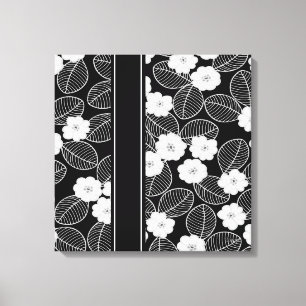 1 Canvas Svart Vit Trimning Damask Blommig (a)