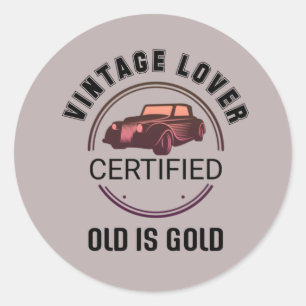 1.car älskare vintage    runt klistermärke