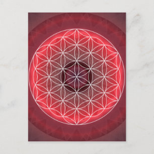 1 Chakra Flower of Life Red Vykort