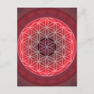 1 Chakra Flower of Life Red Vykort