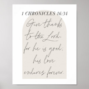 1 Chronicles 16:34 Script Beige Arch Poster