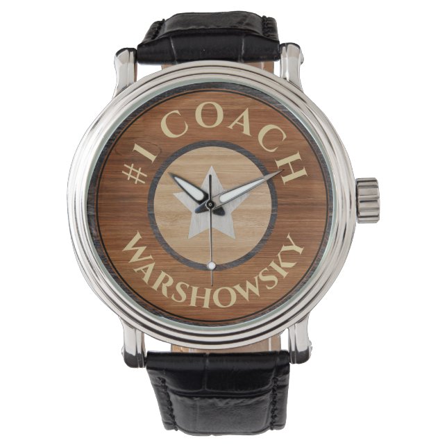 #1 Coach Rustic Brown Wood Star Armbandsur (Framsida)