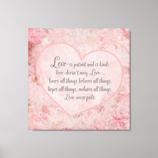 1 Cor 13 - Kärlek är Patient Kärlek är Kind Canvastryck (Framsida)