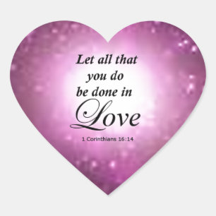 1 Corinthians16:14 Hjärtformat Klistermärke