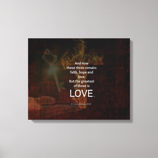 1 Corinthians 13:13 Bible Verses-citat om KÄRLEK Canvastryck (Framsida)