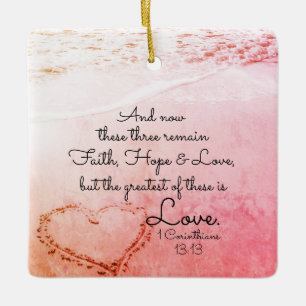 1 Corinthians 13:13 Faith Hope Kärlek, jul Julgransprydnad Keramik