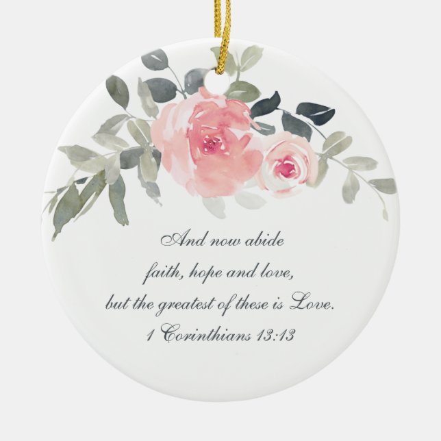 1 Corinthians 13:13 Faith Hope Kärlek, jul Julgransprydnad Keramik (Framsidan)