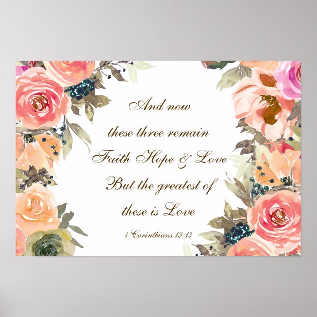 1 Corinthians 13:13 Faith Hope Love Bible Verse Poster (Framsidan)