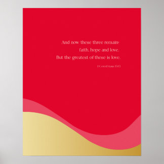 1 Corinthians 13:13, Kärlek, Wall Art, Red & Guld Poster