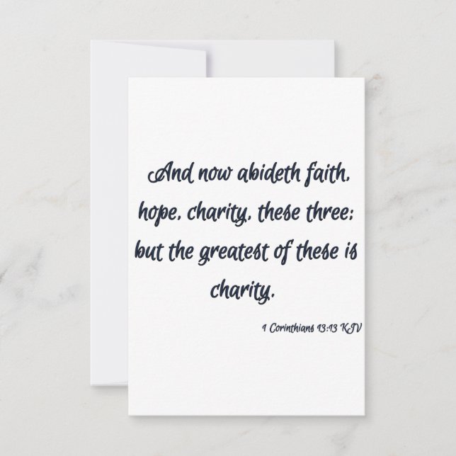 1 Corinthians 13:13 KJV Bible Scripture Hälsning Kort (Framsida)