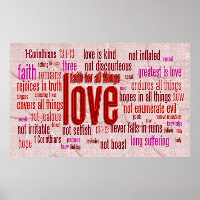 1 Corinthians 13:1-13 Heart Trasa Poster (Framsidan)