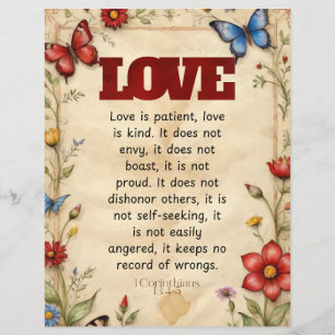 1 Corinthians 13:4-5 Christian Bible Verse Art Reklamblad