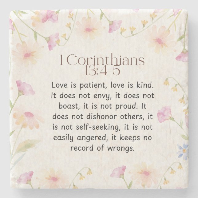 1 Corinthians 13:4-5 Christian Bible Verse Art Stenunderlägg (Framsidan)