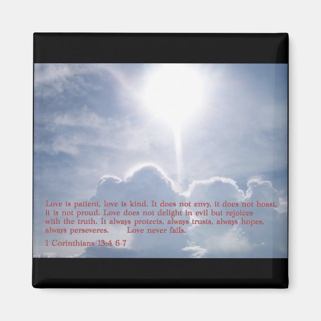 1 Corinthians 13:4 6-7 Clouds Magnet (Framsidan)