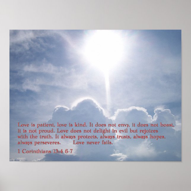 1 Corinthians 13:4 6-7 Clouds Poster (Framsidan)