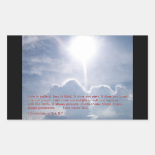 1 Corinthians 13:4 6-7 Clouds Rektangulärt Klistermärke
