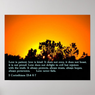 1 Corinthians 13:4 6-7 Solnedgång Poster