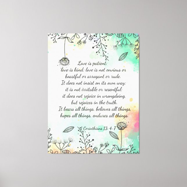 1 Corinthians 13: 4-7 Canvastryck (Framsida)