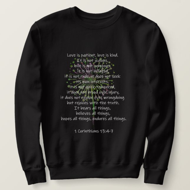 1 Corinthians 13: 4-7 Lång Ärmad Tröja (Design framsida)
