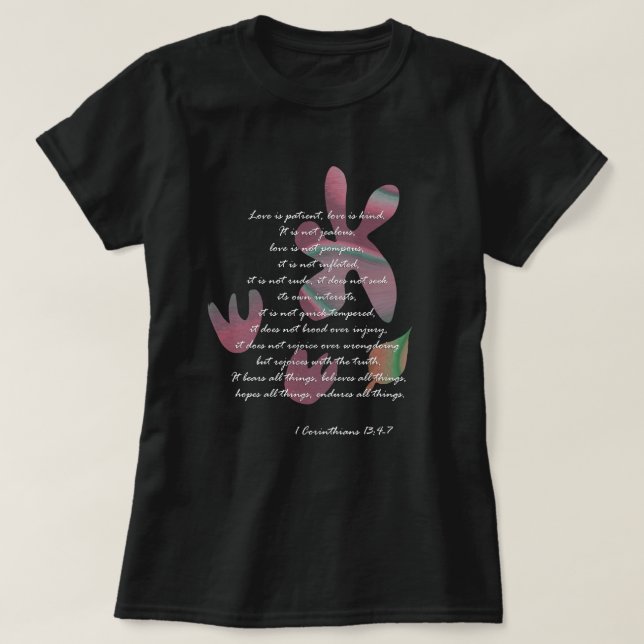 1 Corinthians 13: 4-7 T Shirt (Design framsida)