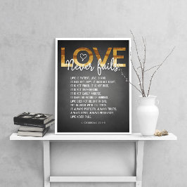 1 Corinthians 13:4-8 Bible Verse, Chalk & Guld Poster