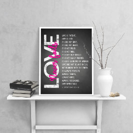 1 Corinthians 13:4-8 Bible Verse, Chalk & Rosa Poster