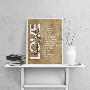 1 Corinthians 13:4-8 Bible Verse, Vintage Beige Poster