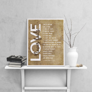 1 Corinthians 13:4-8 Bible Verse, Vintage Beige Poster