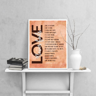 1 Corinthians 13:4-8 Bible Verse, Vintage Dotty Poster