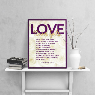 1 Corinthians 13:4-8 Bible Verse, Vintage Ro Poster