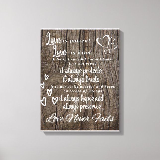 1 Corinthians 13:4-8 Canvas Wood Background (Framsida)