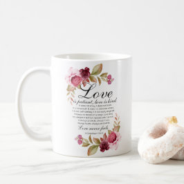 1 Corinthians 13:4-8 Kärlek är bibel för Blommigt Kaffemugg